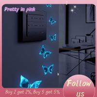 PRETTY IN PINK 1 ถอดออกได้ สติ๊กเกอร์ติดผนังรูปผีเสื้อ สติกเกอร์สวิตช์ สกินแล็ปท็อป ศิลปะผีเสื้อตกแต่งผนัง ห้องนอนเด็กผู้หญิงเด็ก