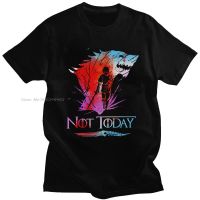 T Shirt Men Pure Cotton Not Today T-shirt Arya Stark Tee Tops Crew Neck Short Sleeved Urban TV Fans Tshirt 4XL 5XL 6XL