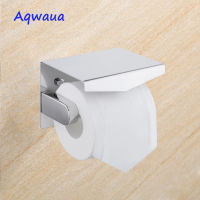 Aqwaua Toilet Paper Holder Wall Mounted with Shelf SUS304 Stainless Steel Chrome Bathroom Accessory Roll Dispenser