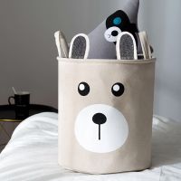 Foldable Laundry Hamper Storage Bag Waterproof Toy Dirty Clothes Basket Cotton Linen Organizer Bag Toy Storage Bin with Handles