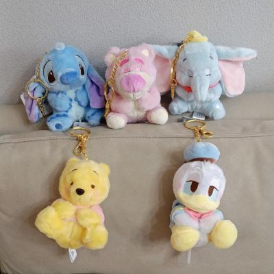 Disney Plush Keychain Pooh Bear Pendant Kawaii Donald Fauntleroy Duck Bag Cartoon Stitchs Plush Backpack Keyring Anime Toy Dolls