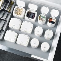 Labeled Mini Elastic Cover Storage Box Plastic Office Desktop Storage Barrel Cotton Swab Box