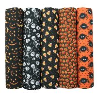 5pcs 50*140cm 100% Cotton Halloween Fabric Set Printed Cloth Sewing Quilting Fabrics For Patchwork Needlework DIY  Accessories Sewing Machine Parts  A