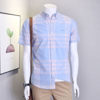 Shirts for men 2023 summer plaid cotton short-sleeved shirts for men large size loose mens size shirts 【SSY】