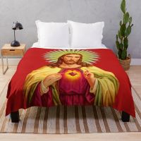 Ready Stock Sacred Heart of Jesus Catholic Detente Sagrado Corazon de Jesus Throw Blanket Blanket Fluffy blankets and blankets