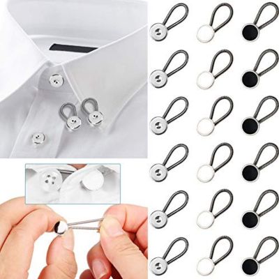 【HOT】卍 6pcs Metal Collar Buttons Extenders Elastic Extender Neck for Shirt Coat Lock Lengthen Buckle