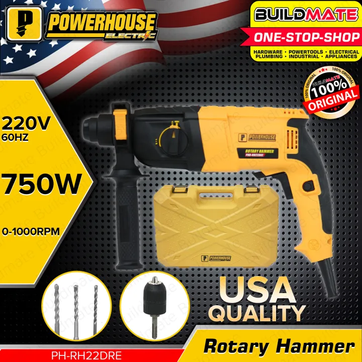 POWERHOUSE 750W Rotary Hammer SDS Plus 22mm Demolition Electric Hammer ...