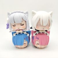 SPLING 4ชิ้น/เซ็ต Anime Ram Rem PVC ตุ๊กตาขยับแขนขาได้ของเล่นโมเดลนอน Rem Re: ชีวิตในโลกที่แตกต่างจากศูนย์