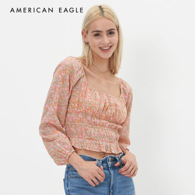 American Eagle Long-Sleeve Ruched Blouse เสื้อเบลาซ์ ผู้หญิง แขนยาว (NWSB 035-5311-615)