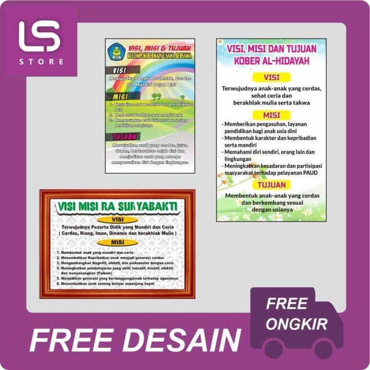 Banner Spanduk Visi Misi Tujuan Sekolah TK RA PAUD Custom | Lazada ...