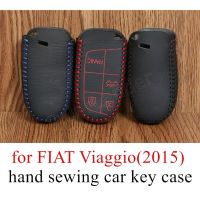 ﹍ Only red car accessory Case for FIAT Viaggio(2015) Hand sewing key cover DIY best quality promotion Genuine leather key case