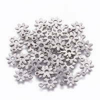 200pc 304 Stainless Steel Charms Flower Stainless Steel Color 10.7x8x0.6mm Hole: 1.2mm