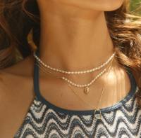 Gails NFK098 Seashell Pearl Necklace สร้อยมุกประดับจี้หอยฝังเพชร