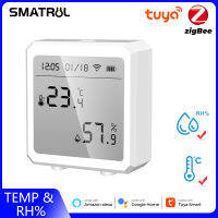 SMATRUL Tuya Zigbee สมาร์ทอุณหภูมิและความชื้นเซนเซอร์จอแสดงผล LCD บ้านสมาร์ทสนับสนุนฉากอัจฉริยะเชื่อมต่อการตรวจสอบเรียลไทม์ Android IOS สำหรับ Alexa Google Assistant