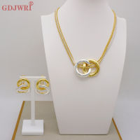 Hot Sale Dubai Gold Round Jewellery Set High Quality Fashion Ladies Wedding Holiday Gift Party Jewelry