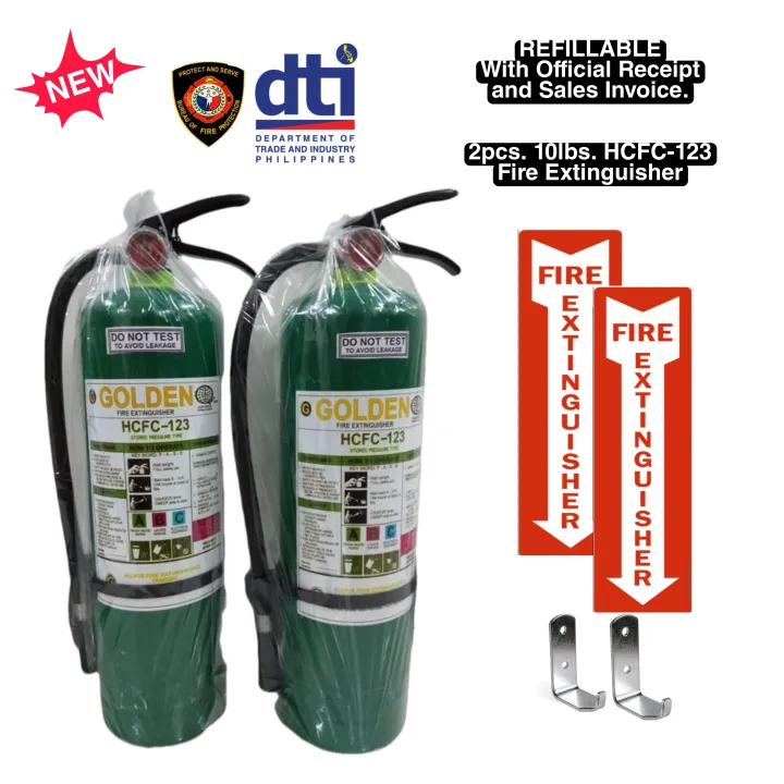 Fire Extinguisher 10lbs. HCFC 123 Green 5 Years Expiration Refillable