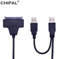 CHIPAL Standard USB 2.0 to SATA 3.0 7 15 22Pin Cable Adapter Converter for 2.5 39; 39; Hard Disk Drive HDD SSD with USB Power Supply