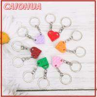 CAIOHUA 2PCS ของขวัญเครื่องประดับ มิตรภาพ แยก การสร้างบล็อกพวงกุญแจ จี้หัวใจ พวงกุญแจ หัวเข็มขัด