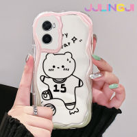 Jjlingji เคสสำหรับ OPPO A76 A96 A36แฟชั่นลายหมีมีความสุขเนื้อครีมกรอบกันกระแทกแบบใสนิ่มเคสมือถือโปร่งใสลายกล้องถ่ายรูปเก๋ไก๋เคสป้องกันซิลิกาเจล