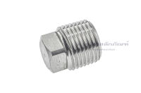 ปลั๊กอุดสแตนเลส ขนาด 1/4" 1/2" 1" เกลียว NPT ข้อต่อปลั๊กอุด หัวสี่เหลี่ยม Stainless Steel Square Head Plug Bolt