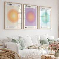 Trendy Angel Number Aura Gradient Wall Art โปสเตอร์ภาพวาดผ้าใบสำหรับตกแต่งบ้าน-111, 222, 333, 444, 555, 666, 777, 888, 999