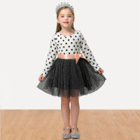 สาวฤดูหนาวแขนยาวชุด O-Collar Polka Dots Causal เครื่องแต่งกาย Elegant เด็กวันเกิดชุดราตรี Tutu Vestido ใหม่ปีชุด