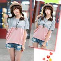 Women Patchwork Female Solid Batwing Sleeve Summer Tee Female Large Size Shirt