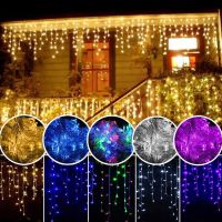 ไฟราวประดับสำหรับเทศกาลคริสต์มาสยาว5ม. โคมไฟเชือกเทียนไฟประดับสวยงาม LED ประดับถนนในสวนกลางแจ้งขนาด0.4-0.6ม.