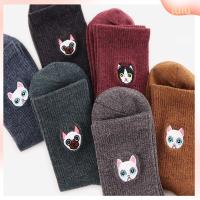 LULU Cute Winter Warm Harajuku Cartoon Dog cat Funny Pattern Socks Thick Threaded Cotton