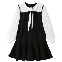 Childrens Princess Dress Girls Dress 2021 New Clothing Autumn Trend Youth College Skirt Suit Girl Mid-short Skirt Lapel Bow Tie