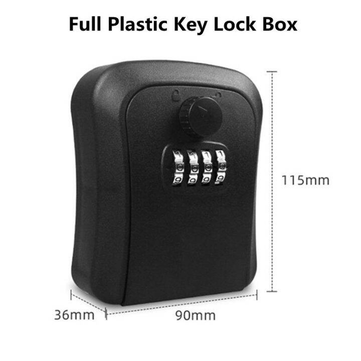 Key Lock Box Wall Mounted Plastic+Aluminum Key Safe Box Weatherproof 4