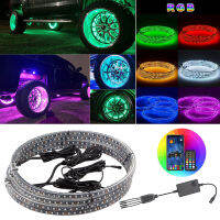 4pcs Car Hub Light Led Bar Waterproof Atmosphere Light AppRemote Control Wheel Rgb Neon Lamp Color Adjustable Auto Decoration