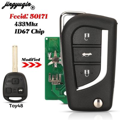 Jingyuqin แก้ไขรถรีโมทพลิกที่ห้อยกุญแจ433Mhz ชิป4D67 2/3ปุ่มสำหรับ Toyota Lexus Prado 120 RAV4 Kluger FCC ID: 50171