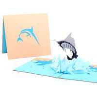 COYEN 3D Pop Up Sailfish การ์ดทักทายซองจดหมายการ์ด Post วันเกิด