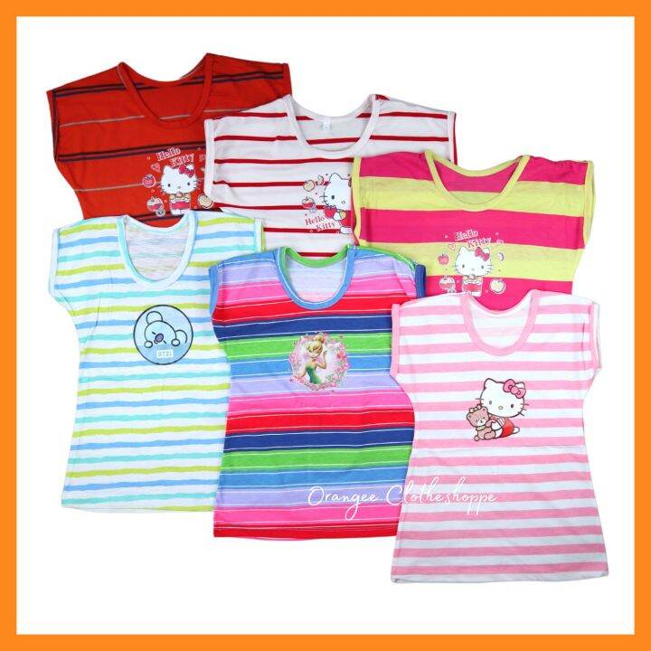 3Pcs Stripe Cotton Blouse For Kids 4 to 9 Years Old Stripe Random Color ...