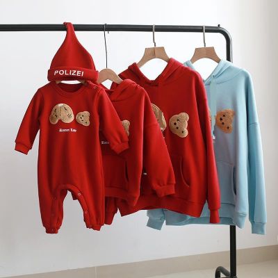 Famliy Clothes Father Mother 2021 New Autumn Cute Seawters Dad Mom &amp; Me Cotton Red Casual Cartoon Baby Rompers Family Outfits