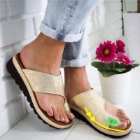 ✠ xing lu nan Women Fashion Outdoor Sandals Bunion Corrector Shoes Feet Correct Flat Sole Beach Slippers Size 35-42