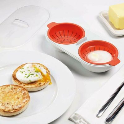 Draining Egg Boiler Double Cup Egg Steamer with lid kitchen Cooking Mold egg cooker Boiled Poached Egg Mold for Microwave Ovens