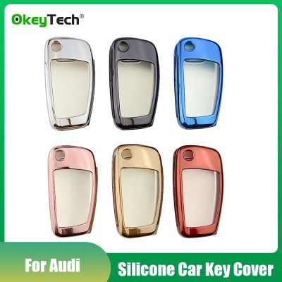 dvvbgfrdt OkeyTech 3 Button Flip Folding Remote Car Key Shell TPU Protection Cover Case Holder for Audi C6 A7 A8 R8 A1 A3 A4 A5 Q7 A6 C5