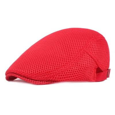 หมวกฝาปิดระบายอากาศได้สำหรับผู้ชายหมวกสีเทากันแดดแบนสีขาวสำหรับขับรถฤดูร้อน2022หมวก Cabbie กอล์ฟตาข่ายสีเบจหมวกบาเรท์สีดำ