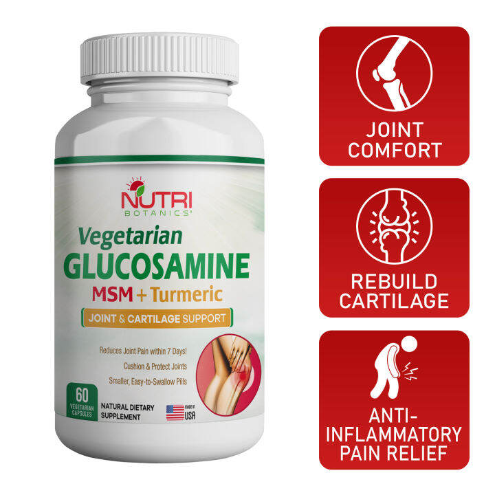 Nutri Botanics Vegetarian Glucosamine MSM Turmeric for Joint & Knee