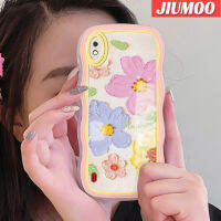 JIUMOO เคส A71ปลอกสำหรับ Samsung A01 A10แฟชั่นสีสันสดใสลายดอกไม้ขอบเป็นคลื่นเคสมือถือกันกระแทกแบบใสนิ่มที่สร้างสรรค์เคสโปร่งใสลายกล้องถ่ายรูปซิลิกาเจลปกป้อง