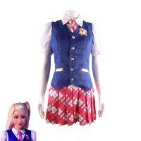 【LZ】►☎☢  Barbie Devin Delancey Cosplay Traje para Mulheres Princesa Charme Uniforme Escolar Anime do Dia das Bruxas Camisa Saia Casaco Terno Roupas de Carnaval