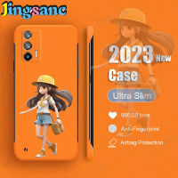 Jingsanc เคสแข็งสำหรับ Realme GT Neo 5G Neo 3T 3 2T 2 5G เคสโทรศัพท์สาวสวยแบบด้านสีลูกกวาดไร้กรอบ PC กันตกสีส้ม M001-3