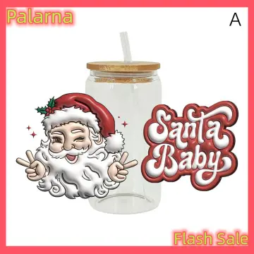 Christmas Santa Green Baby 16OZ UV DTF Cup Wrap Transfer