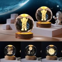 ✚⊙ Crystal Ball Night Lights Glowing Planet Galaxy Astronaut Table Lamp USB Bedside Lamp Bedroom Decoration Nightlight Kid Gifts