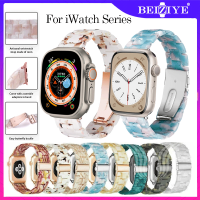 Beiziye สาย สำหรับ Apple Watch Ultra 49mm สแตนเลสหัวเข็มขัดเหล็กสำหรับชุดนาฬิกา สายรัดข้อมือ สำหรับ i Watch Series 8 7 6 5 4 SE 2022 45mm 41mm 44mm 40mm 42mm 38mm เรซิ่นสำหรับสายคาด