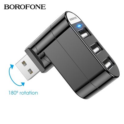 Borofone Rotatable USB Socket Hub 3 Port USB 2.0 480Mps Splitter Desktop Plug Slots USB Outlet Charging Extension For Windows USB Hubs