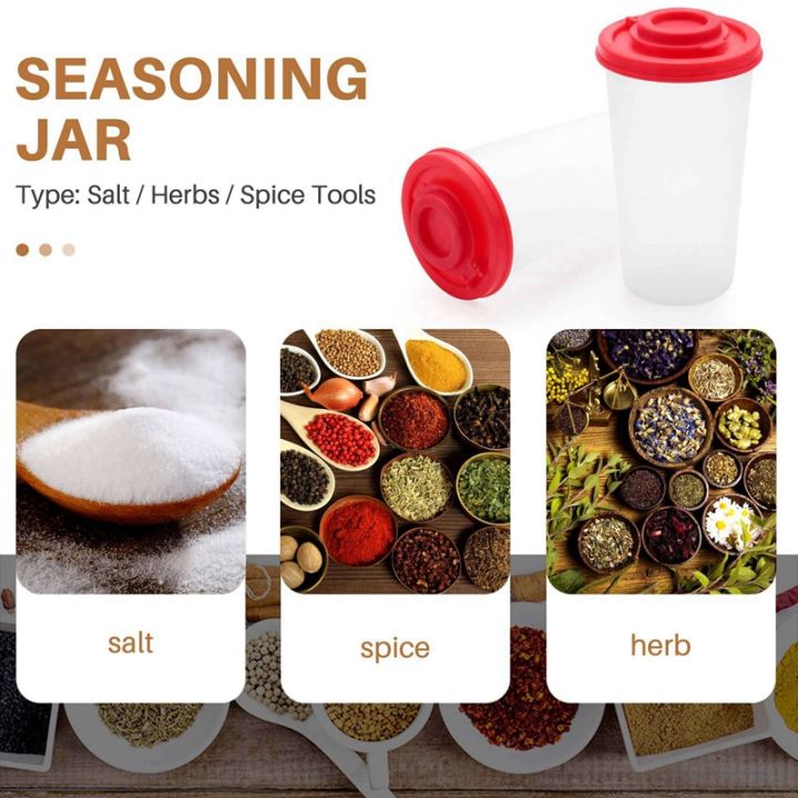 salt-and-pepper-shakers-moisture-proof-salt-shaker-with-red-covers-lids-plastic-airtight-spice-jar-dispenser