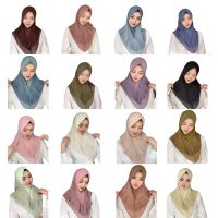 The hui Muslim covering the Middle East nation double-layer chiffon sets the Malay ruffles headscarves female W008 color matching